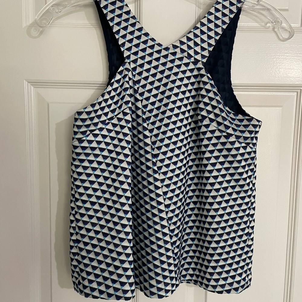 Anthropologie HD in Paris Top Size 4 Blue, White/Silver and a bit of Turquoise.